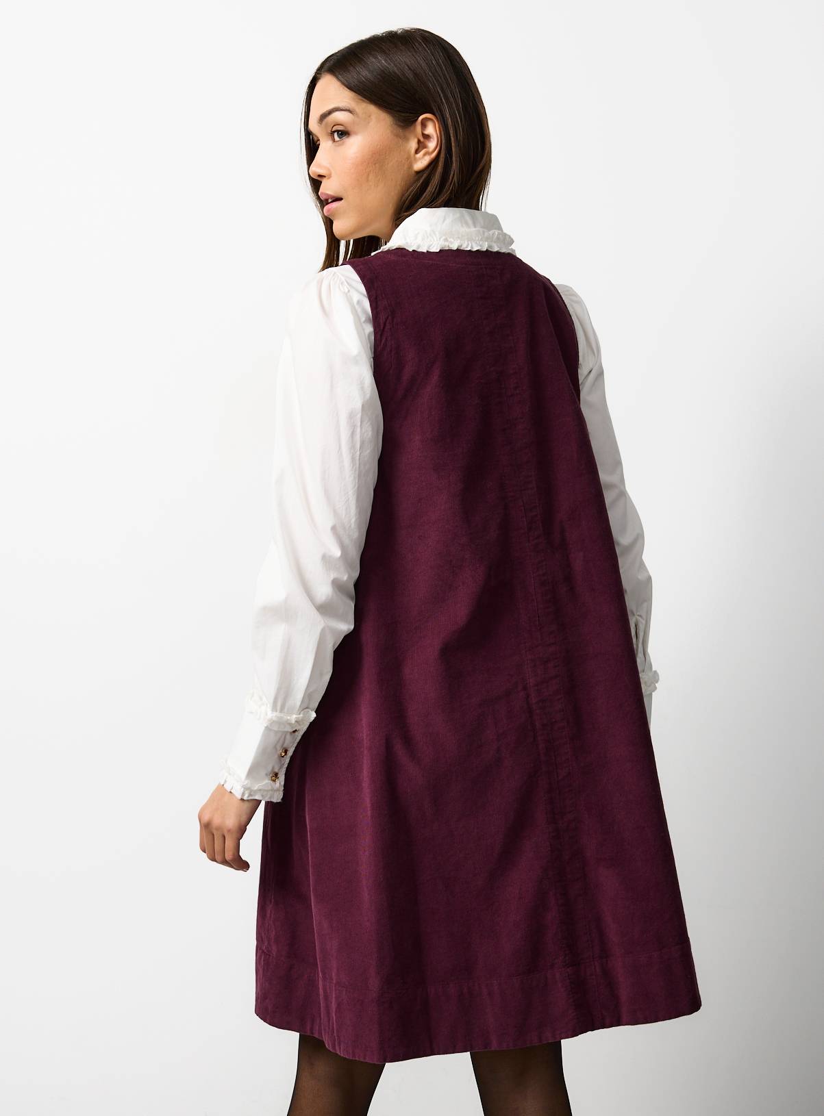 Dark Red Corduroy Midi Dress 20 - Image 4